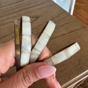 Vintage Brass and mother of pearl bangles